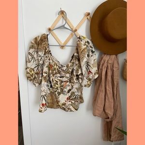 H&M linen-blend OTS top